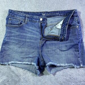 Gap High Rise Cut Off Denim Shorts Medium Wash Frayed Hem Women's Size 14 Summer